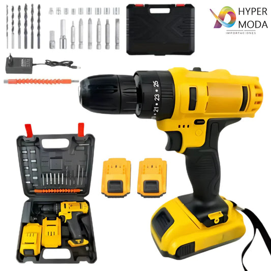 Kit de taladro inalámbrico con 2 baterías + 12 piezas de limpieza profunda