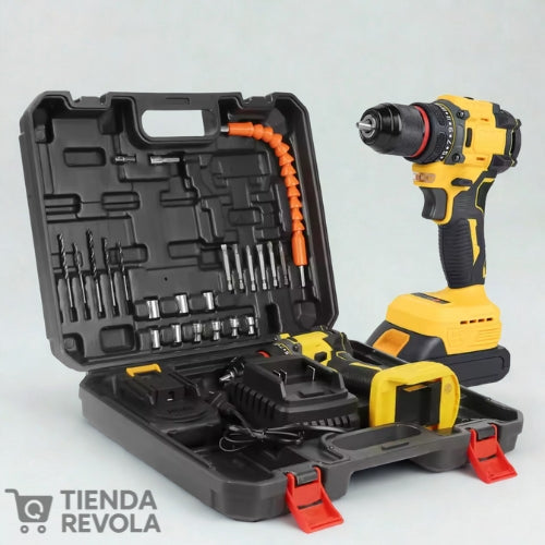 Kit de taladro inalámbrico con 2 baterías + 12 piezas de limpieza profunda