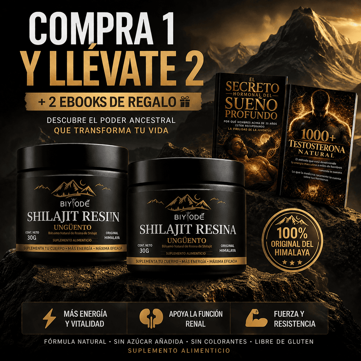 Shilajit 100% Puro 💎 Fuente de Energía Vital del Himalaya (COMPRE 1 Y LLÉVESE 2 + REGALOS EXCLUSIVOS🎁)