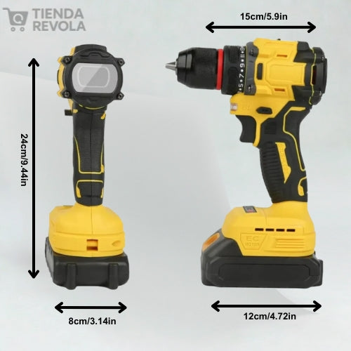 Kit de taladro inalámbrico con 2 baterías + 12 piezas de limpieza profunda